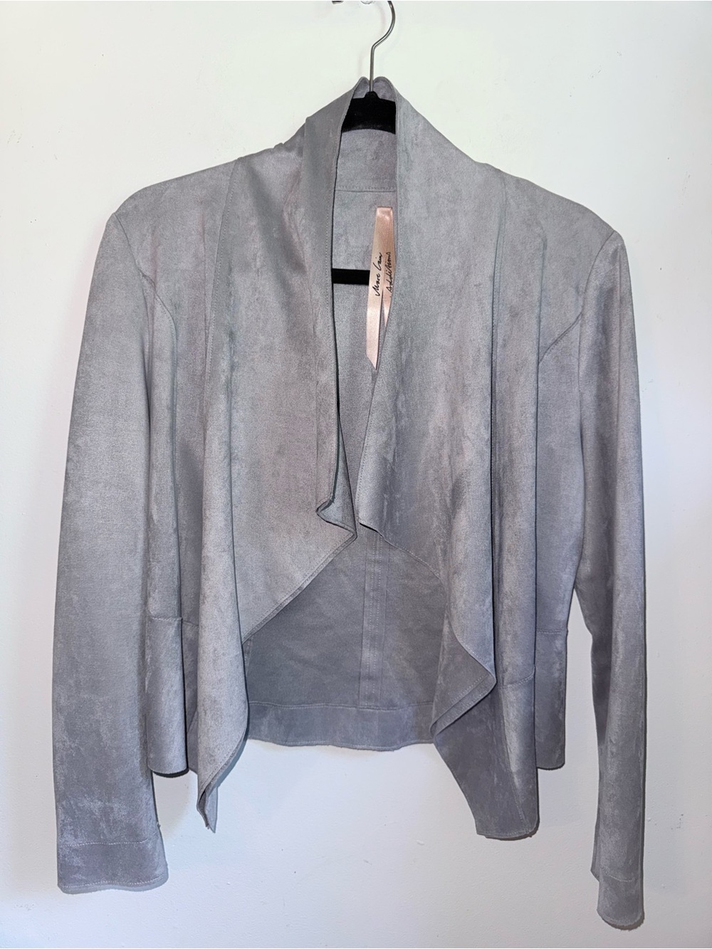 Marc Cain Additions Faux Suede Drape Open Front Jacket Size N3 US 6